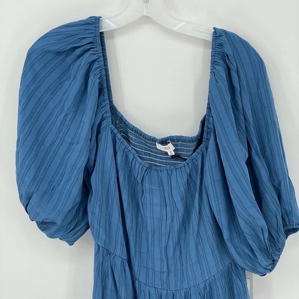 N S R Blue Peasant Ruffle Sleeve Long Maxi Dress - Picture 4 of 5
